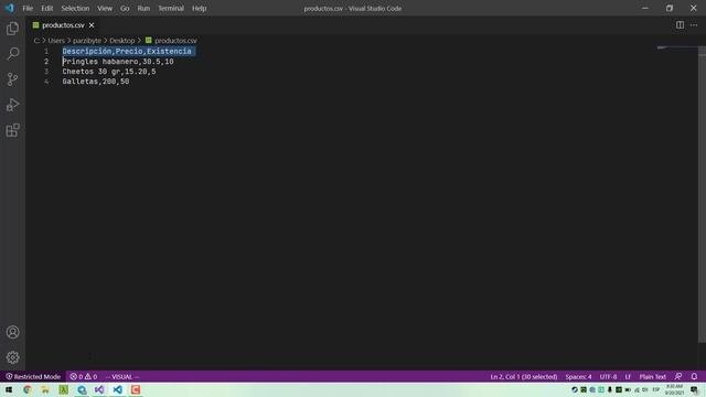 Leer CSV con C en Visual Studio