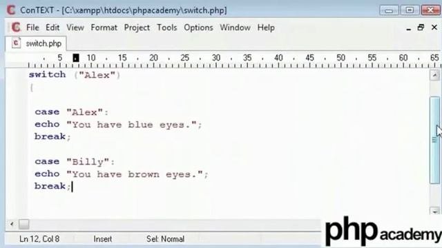 PHP Switch Statement   English