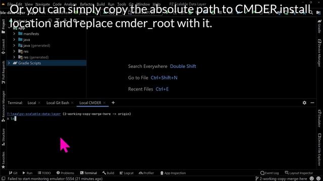 Embedded Terminal in Android Studio / IntelliJ IDEA - Use Git Bash, CMDER, Windows WSL2 Ubuntu