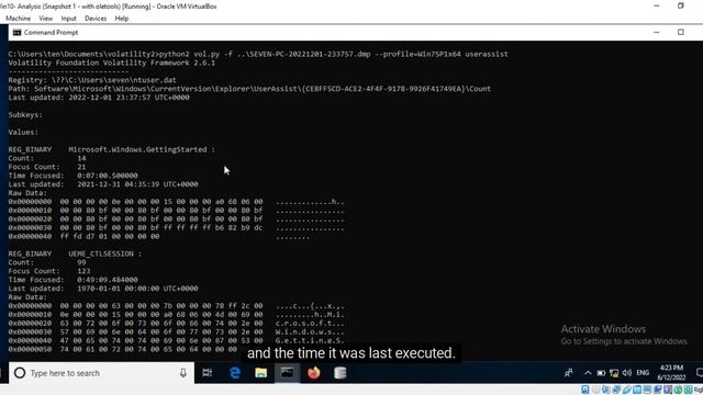 Investigating Registry Artefacts with Volatility