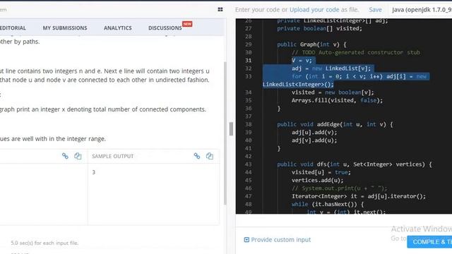 Connected Components in a Graph | Hackerearth | Graph Theory | Depth-First Search (DFS)