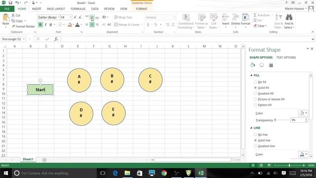 Using Excel 2013 Graphic Tools To Create Network Diagrams