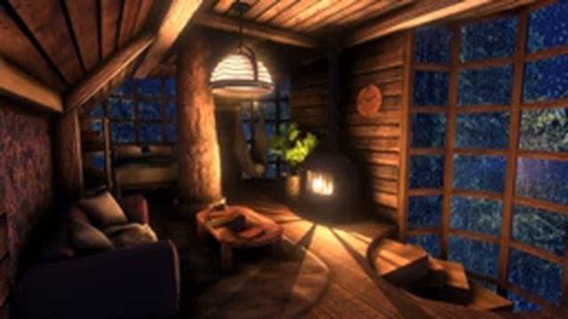Глубокий сон в хижине, звуки дождя и камина /caminetto con rumore di pioggia per dormire e rilassar
