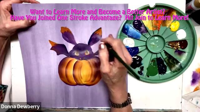 Learn to Paint One Stroke - Practice Strokes With Donna Cute Bat Jack-o-Lantern Dewberry 2024