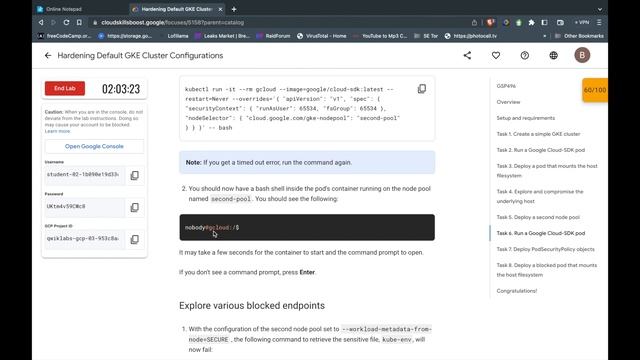 GSP496 Hardening Default GKE Cluster Configurations