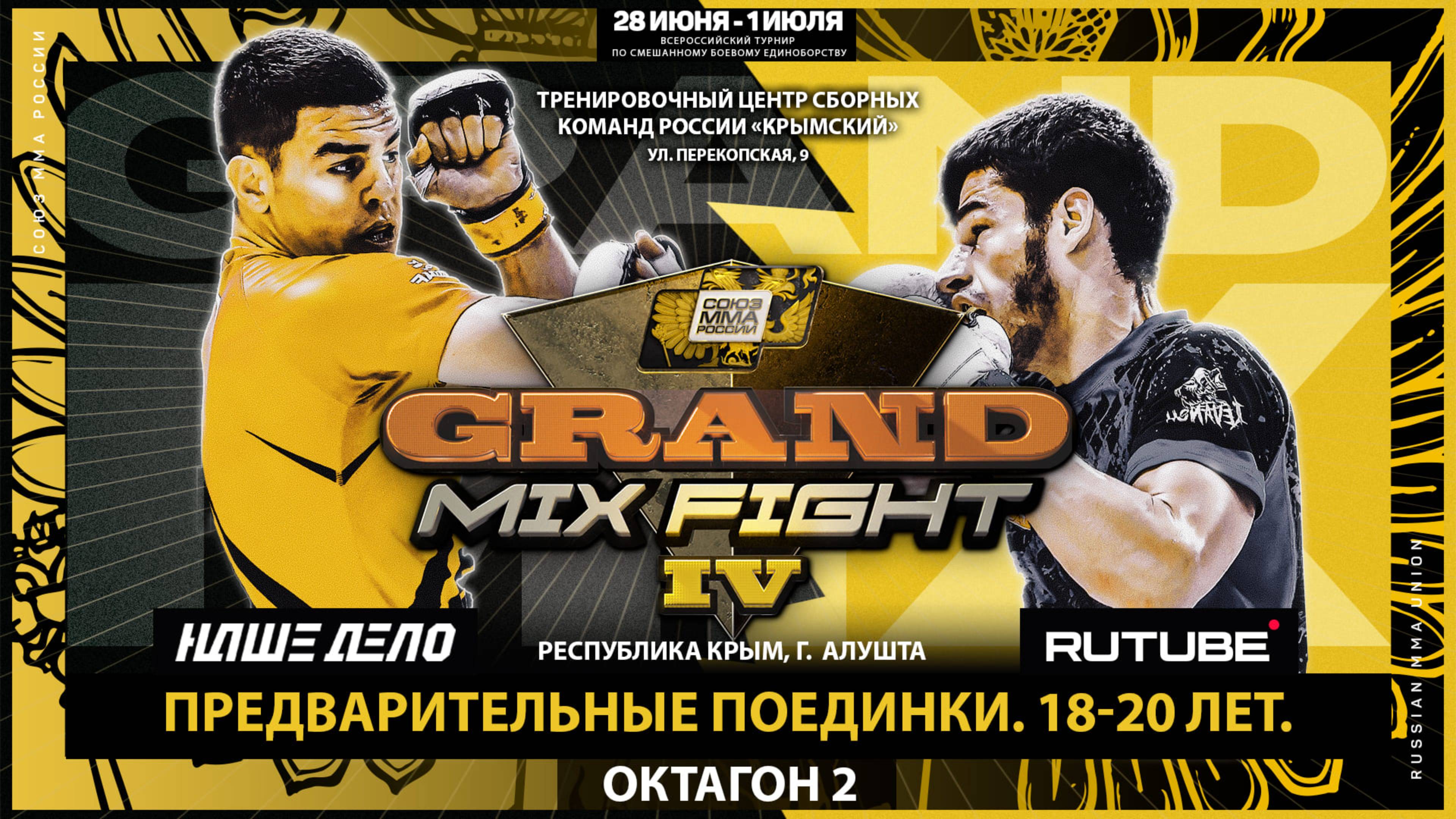 Всероссийский турнир Grand Mix Fight IV. Предварительные поединки. 16-17 лет. Октагон 2