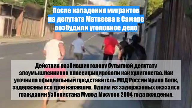 После нападения мигрантов на депутата Матвеева в Самаре возбудили уголовное дело