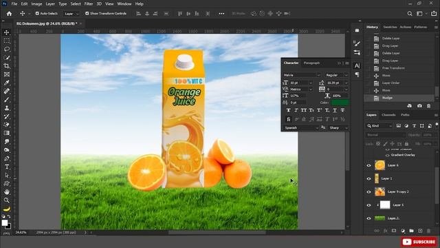 Photoshop Advertising Poster Design & Mockup - Orange Juice