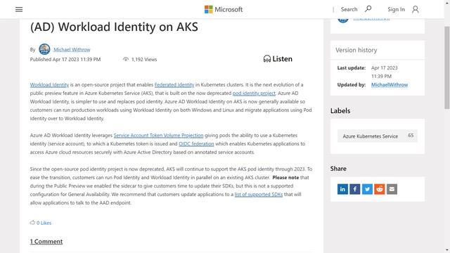Azure Active Directory (AD) Workload Identity on AKS... - Azure Daily Minute Podcast - 21-APR-2023