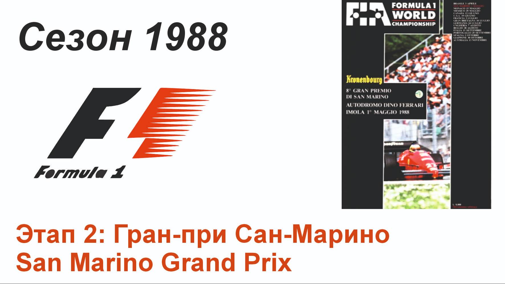 Формула-1 / Formula-1 (1988). Этап 2: Гран-при Сан-Марино (Пор/Por)