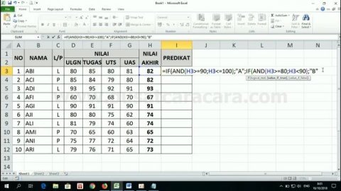 Cara Mengubah Nilai Angka Menjadi Nilai Huruf