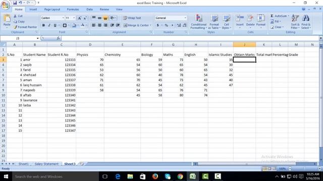 EXCEL Student Result Card or result Sheet of different student in MS Excel
