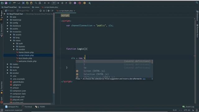 laravel 5.4  Realtime chat app lesson 5 connect with streamLab socket