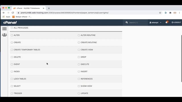 Database MySQL di cPanel - Belajar cPanel