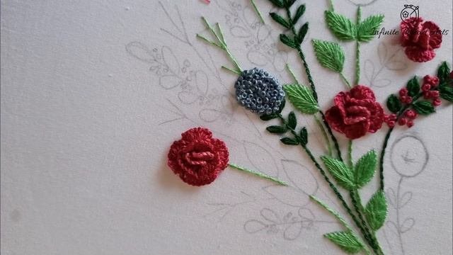 Flower bouquet embroidery tutorial. Embroidery for beginners.