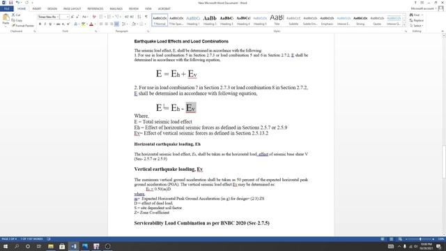 Vertical earthquake load effect calculation manual and excel for Combination by BNBC 2020 -SOCE BD