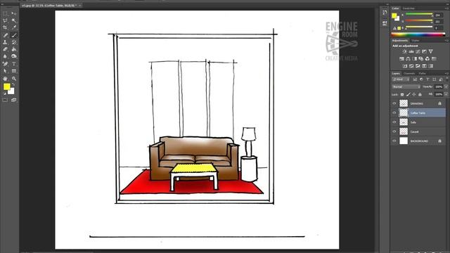 Photoshop CC: A Technique for Colouring Hand-Drawn Sketches