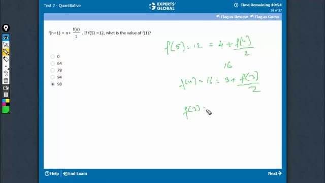 fn1  n  fn  2.   If f5  12 what is the value of f1...