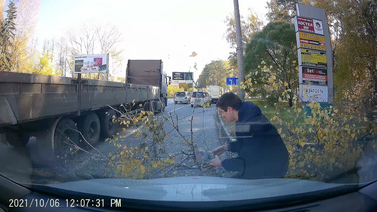 Электромобиль помог убрать дерево с дороги 06.10.2021
