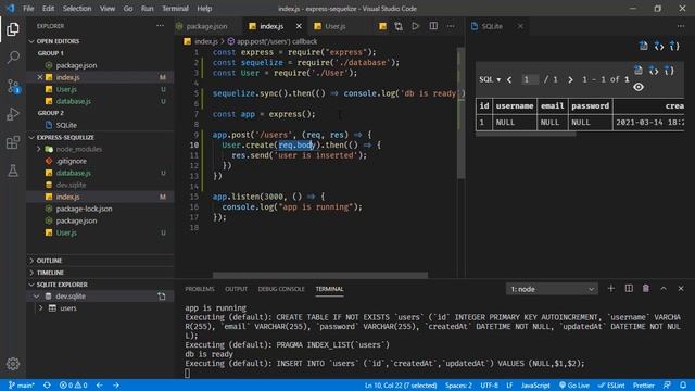 Rest application with Node JS Express & Sequelize & SQLite