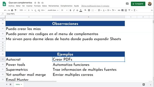 Como extender las funcionalidades de las hojas de calculo con los complementos para Google Sheets