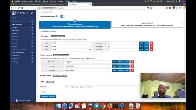Portainer ile Docker - 4: GitLab CE Kurulumu, Nginx Logları ve Log Görüntüleme