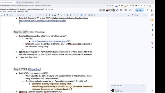 Kubernetes SIG API Machinery 20230823