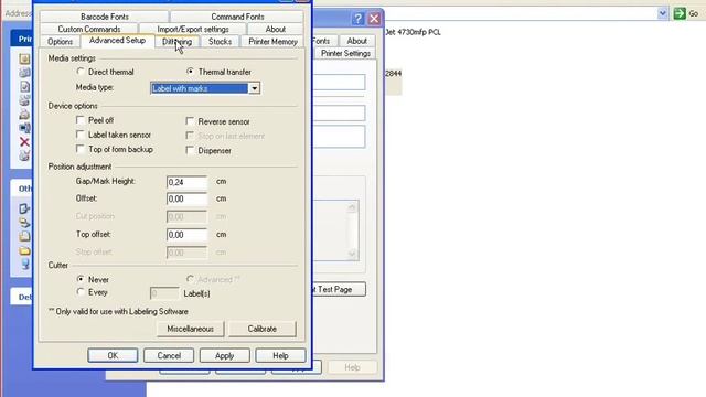 Zebra Designer TLP2844 Printer Settings