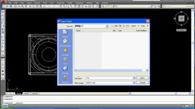 Export AutoCAD file to ACIS file / SAT file