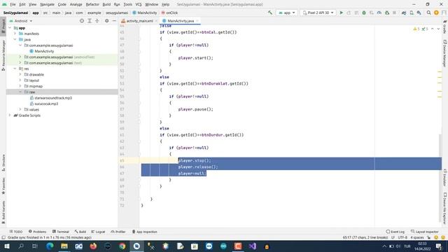 Android Studio Ders 7 (Yeni Sürüm) Part-2: Ses/Müzik Ekleme/Oynatma İşlemleri