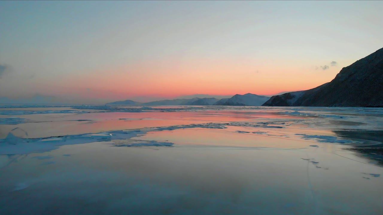 восход луны и закат солнца на Байкале, Ольхон, большое море.