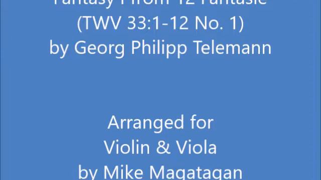 Fantasy I from 12 Fantasie (TWV 33:1-12 No. 1) for Violin & Viola