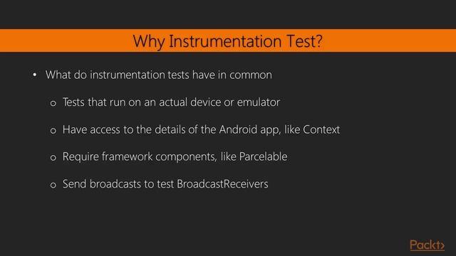 Test-Driven Android : Android Instrumentation Test | packtpub.com