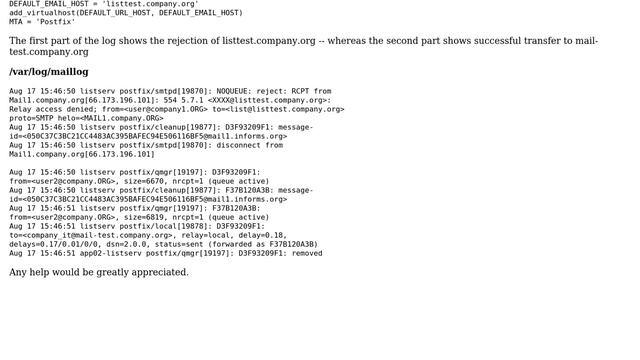 Unix & Linux: Mailman / Postfix Configuration Assistance (2 Solutions!!)