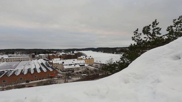 Green Screen Background a small community in snow filmed from a mountain in winter 4k