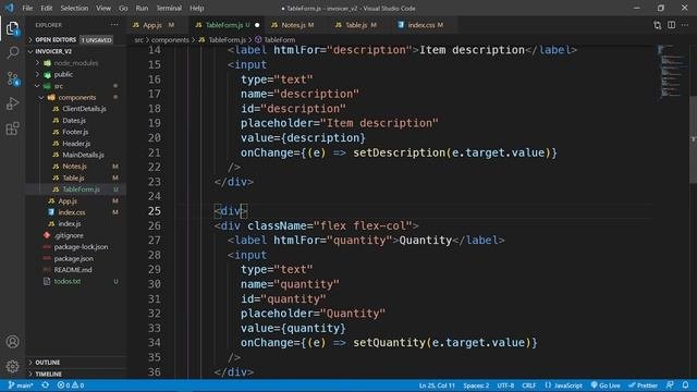 PART 3 - Lets Build An Invoice App - Style Form  Build Invoice Table