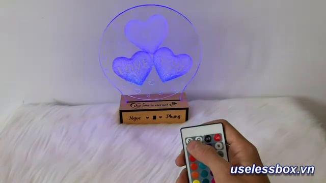 Đèn ngủ 3D hình trái tim - I Love You
