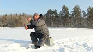 Зимняя рыбалка в Карелии, даже мотособака замёрзла!