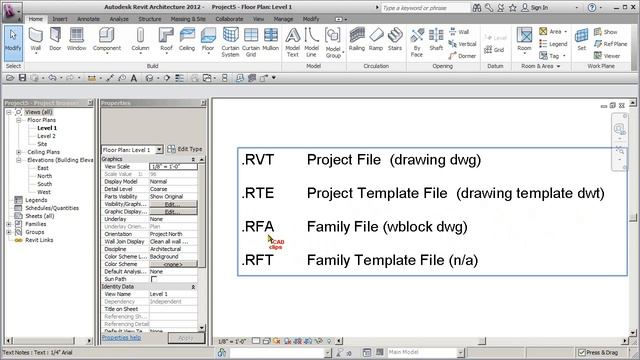 REVIT ARCH 2012 FIRST PROJECT 08 FILE EXTENSION TYPES