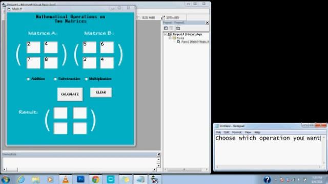 Matric Operation in Visual Basic Program