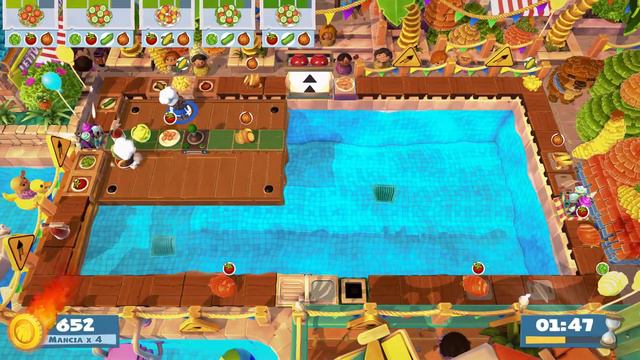 Overcooked 2. Sun's Out, Buns Out 1-3 | 2P online coop 4 stars | Score: 1044