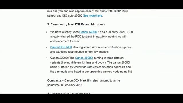 Upcoming Canon, Sony, Nikon, Panasonic Camera Feb and March 2018