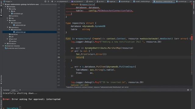 PoC: Websockets con AWS, Terraform y Golang (Parte4) Creacion capa repository websockets