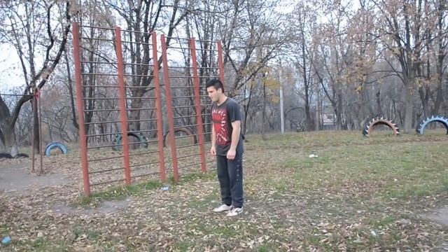 Заднее сальто с приземлением в упор лежа!!!!!!