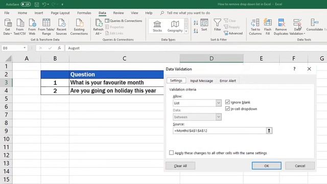 How to Remove a Drop-Down List in Excel