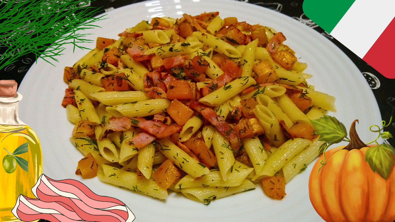 ПАСТА ПЕННЕ С ТЫКВОЙ И БЕКОНОМ ПО-ИТАЛЬЯНСКИ / Быстрое и вкусное итальянское блюдо