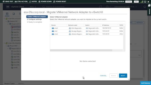 10. Demo Migrate a VMkernel Port to a Different Virtual Switch