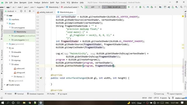 android opengl 3D game tutorial 2 - draw triangle