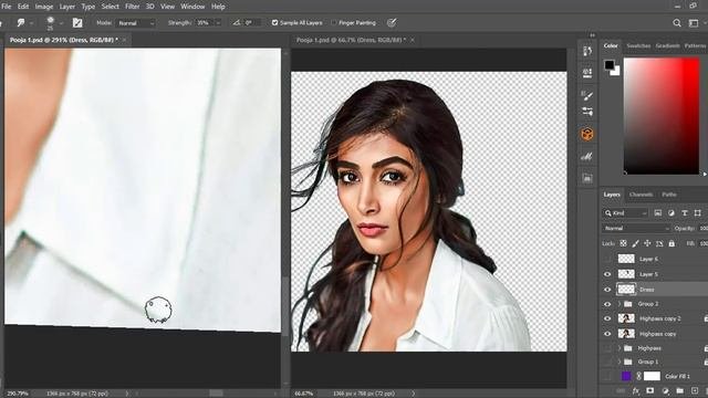 Pooja Hegde Digital Painting Tutorial | Smudge Painting | APK Graphics