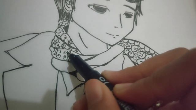 Menggambar Kartun Anime , Dengan Batik Motif Melayu ( Tanpa Di Percepat )